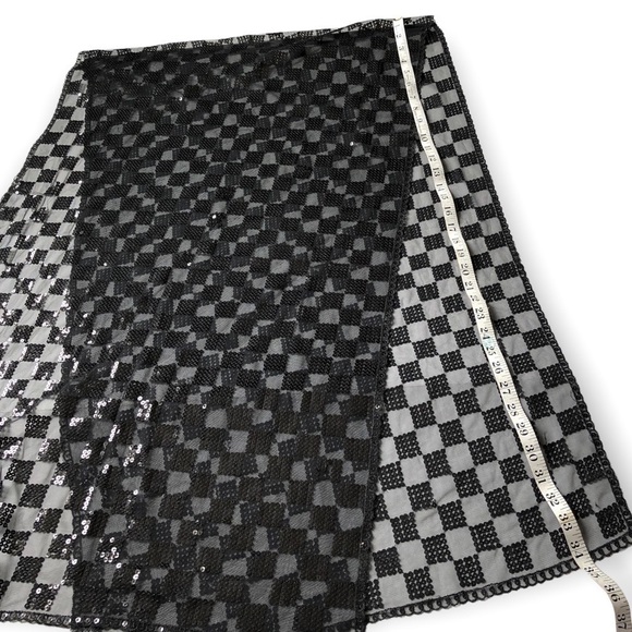 Renato Balestra 90s Sheer Sequins Black Lace Scarf - Picture 7 of 10